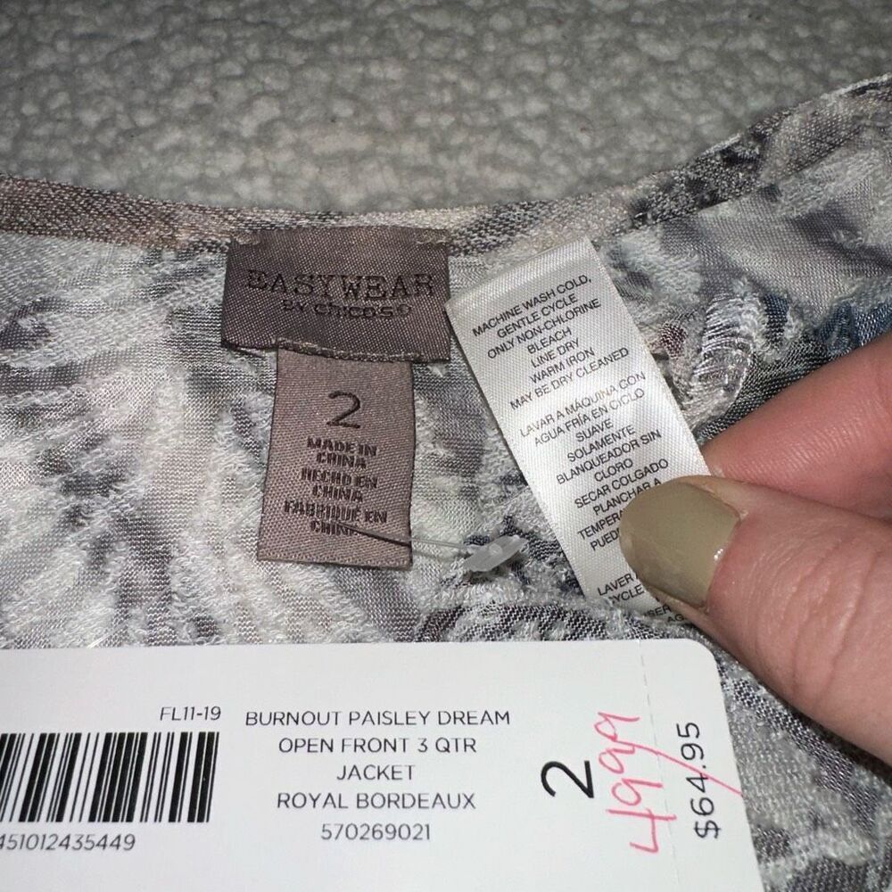 Chicos Women’s Burnout Paisley Dream Cardigan Sweater Size 2 (Large) NWT - Picture 7 of 11